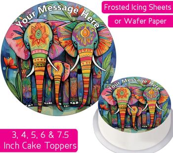 Indian Elephant Family Personalised Cake Topper