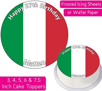 Italy Flag Personalised Cake Topper