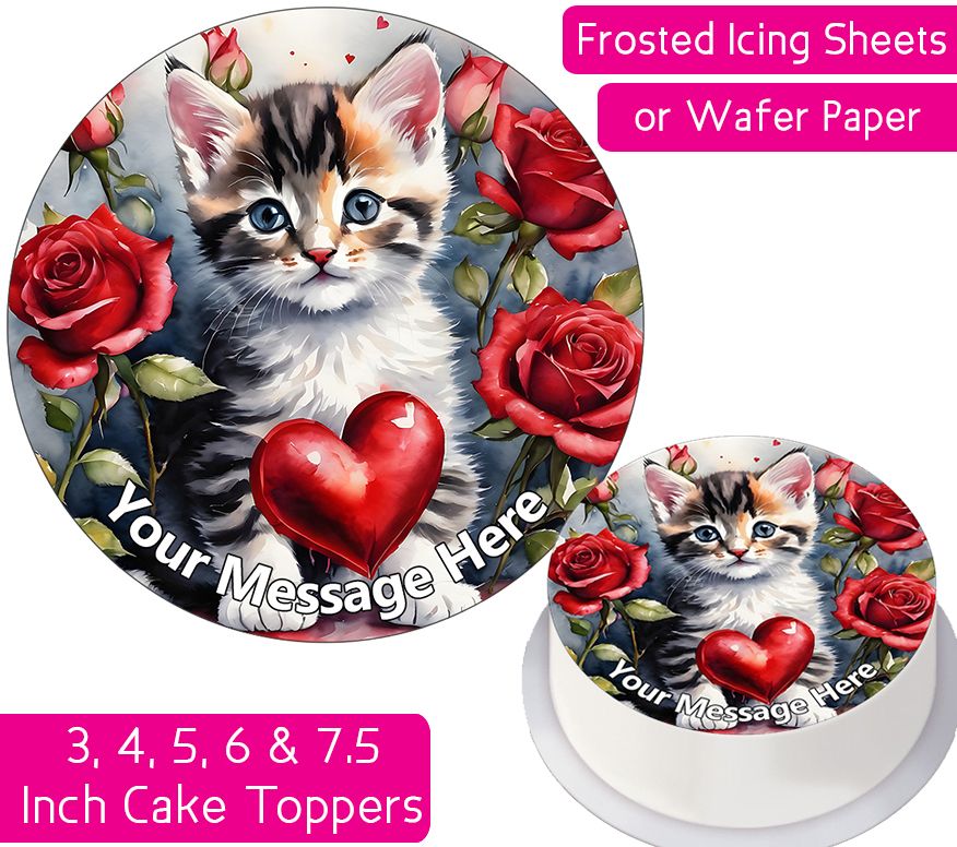 Kitten Roses Personalised Cake Topper