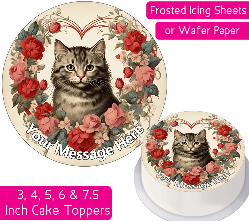 Kitten Roses Wreath Personalised Cake Topper