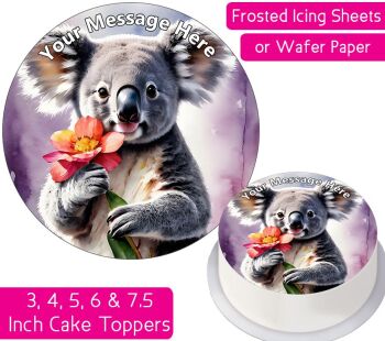 Koala Flower Personalised Cake Topper