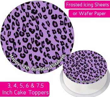 Leopard Print - Purple - Personalised Cake Topper