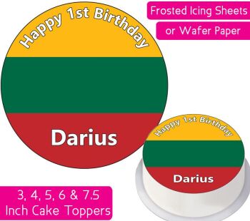 Lithuania Flag Personalised Cake Topper