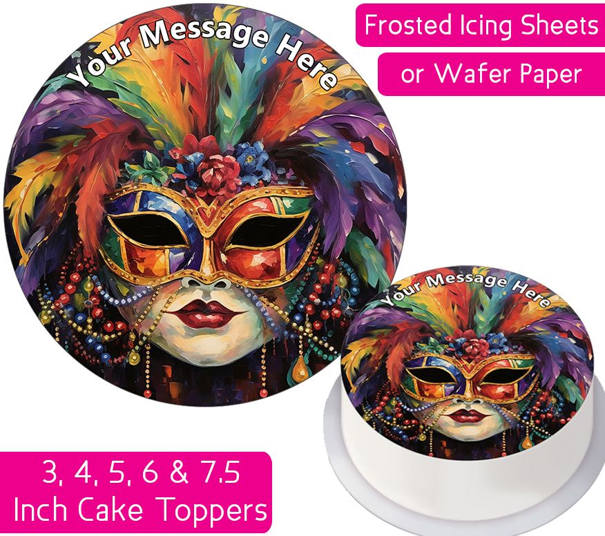 Mardi Gras Mask Personalised Cake Topper