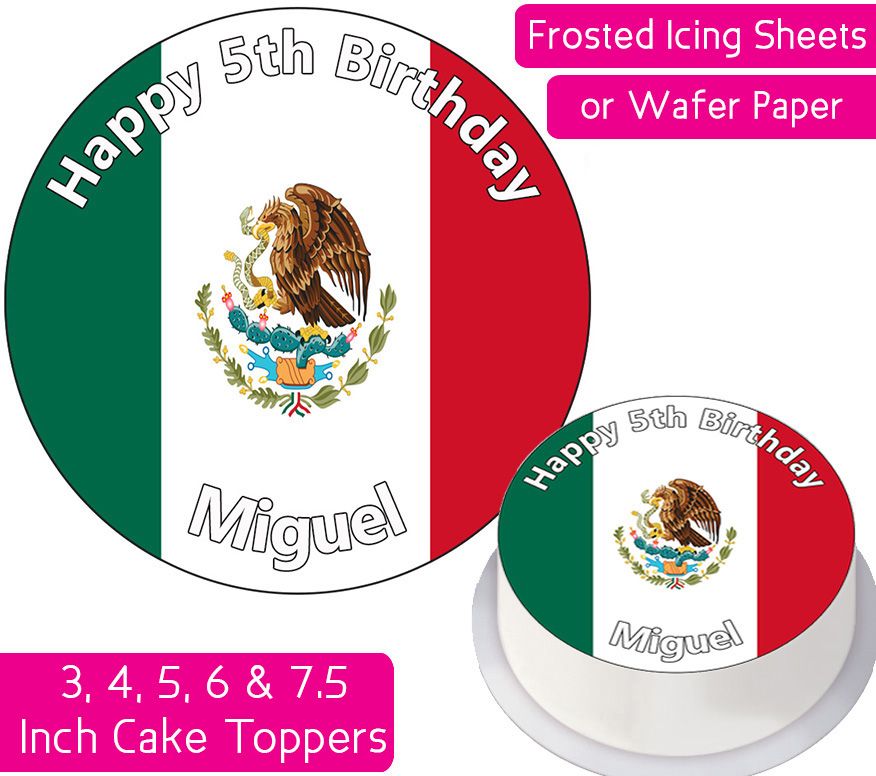 Mexico Flag Personalised Cake Topper