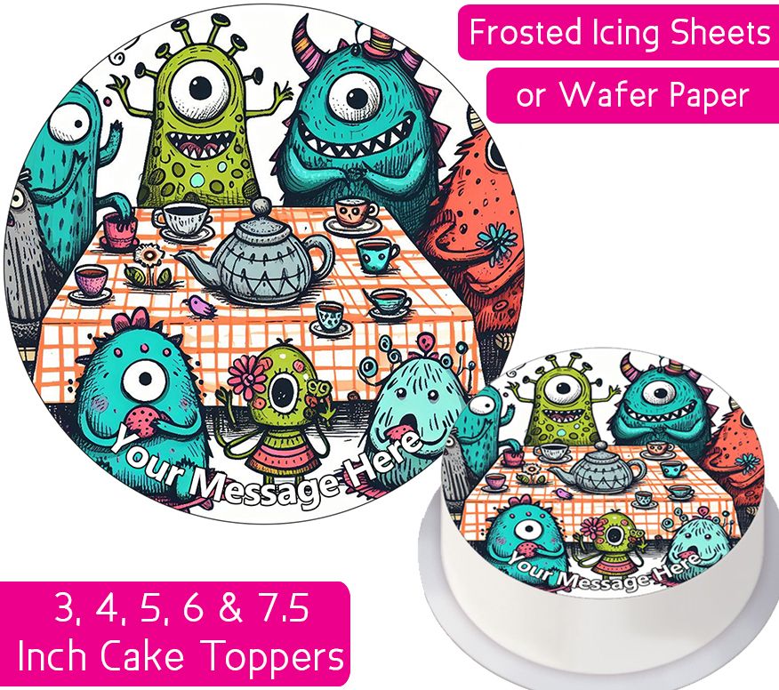 Monster Tea Party Personalised Cake Topper