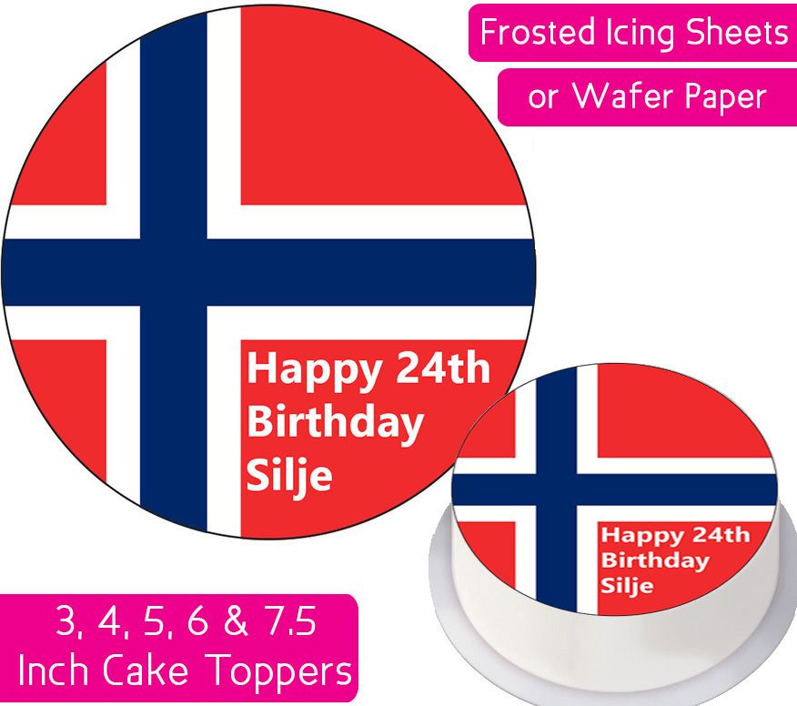 Norway Flag Personalised Cake Topper