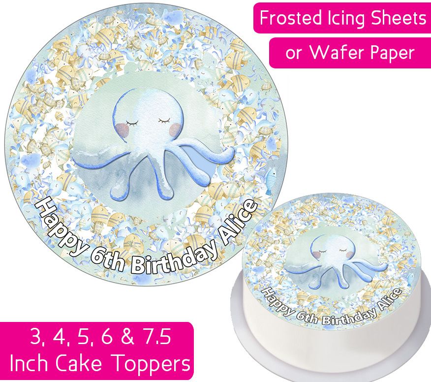 Ocean Sea Octopus Personalised Cake Topper