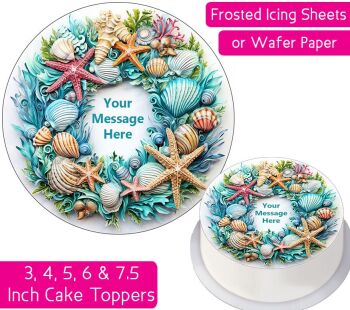 Ocean Sea Wreath Personalised Cake Topper