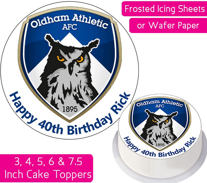 Oldham Athletic Football Personalised Cake Topper