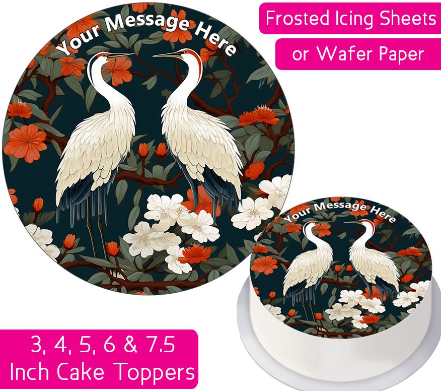 Oriental Crane Personalised Cake Topper