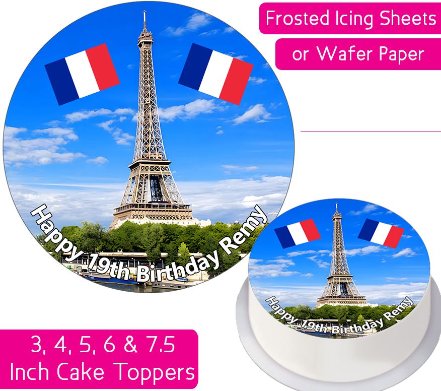 Paris Eiffel Tower Personalised Cake Topper