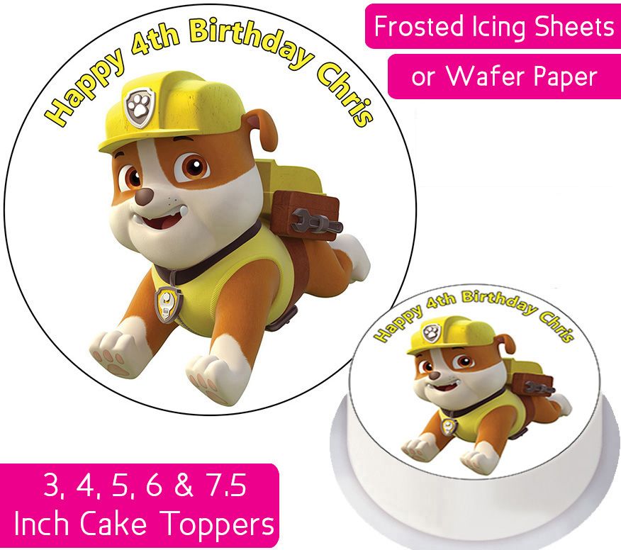 Paw Patrol Rubble Personalised Cake Topper