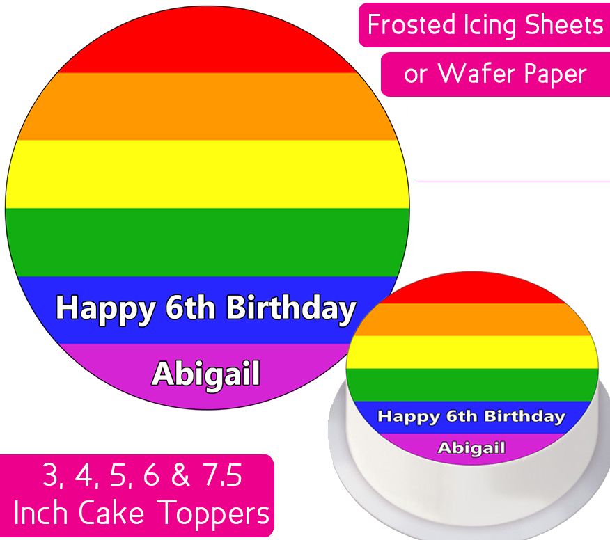 Rainbow Flag Personalised Cake Topper