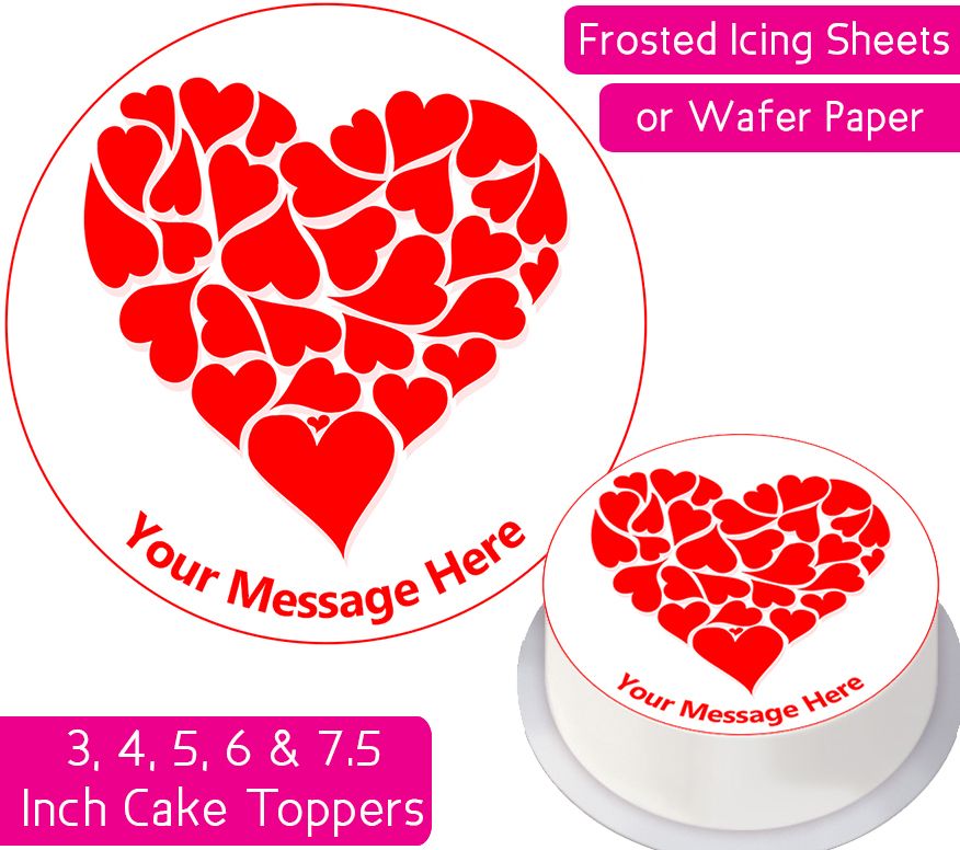 Red Love Hearts Personalised Cake Topper