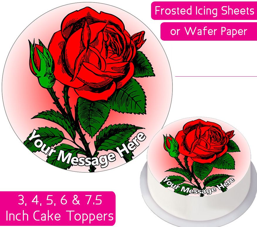Red Rose Personalised Cake Topper