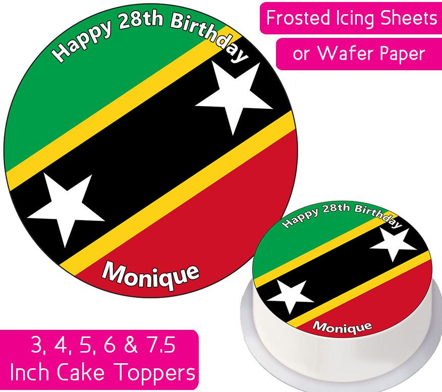 Saint Kitts & Nevis Flag Personalised Cake Topper