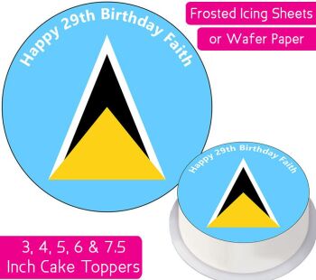 Saint Lucia Flag Personalised Cake Topper