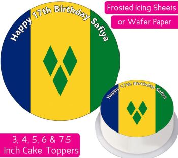 Saint Vincent & Grenadines Flag Personalised Cake Topper