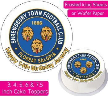 Shrewsbury Town Football Personalised Cake Topper