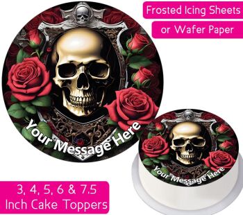 Skull Roses Personalised Cake Topper