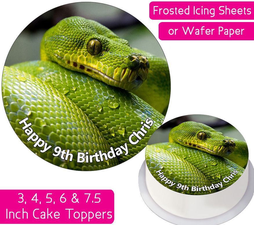Snake Green Python Personalised Cake Topper
