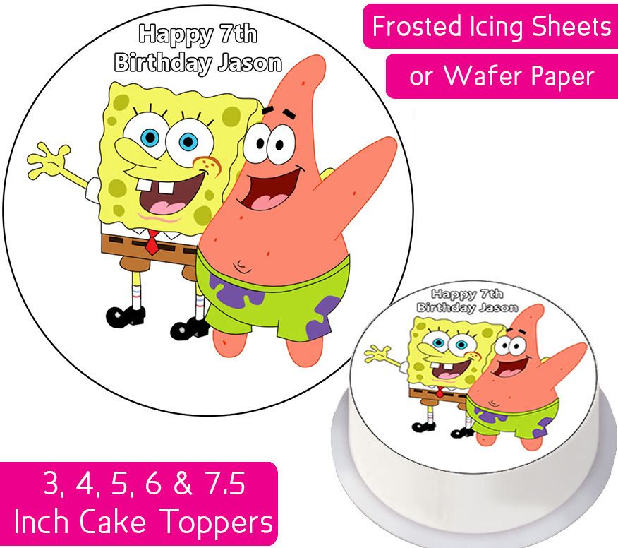 Spongebob & Patrick Plain Personalised Cake Topper