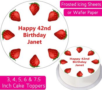 Strawberry Cake Personalised Cake Topper