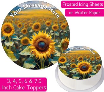 Sunflower Field Personalised Cake Topper