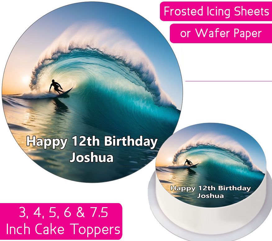 Surfing Personalised Cake Topper