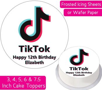 TikTok (Plain White Background) Personalised Cake Topper