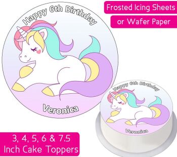 Unicorn Colourful Personalised Cake Topper