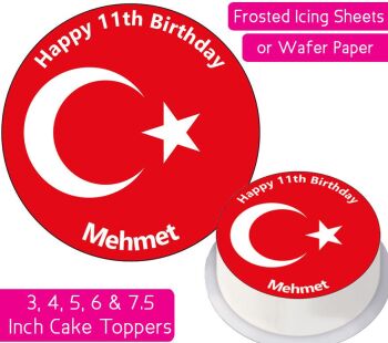 Turkey Flag Personalised Cake Topper