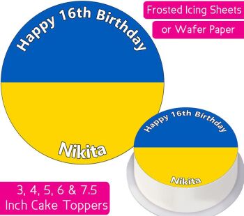 Ukraine Flag Personalised Cake Topper