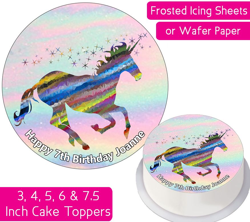 Unicorn Rainbow Personalised Cake Topper