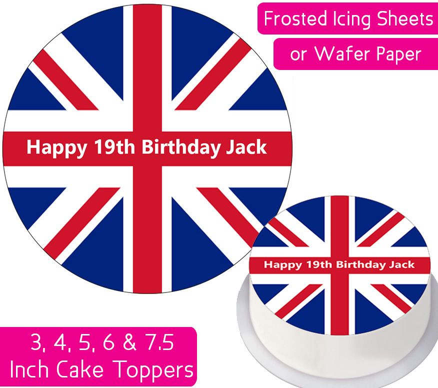 Union Jack Flag Personalised Cake Topper