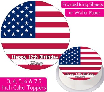 United States Flag Personalised Cake Topper