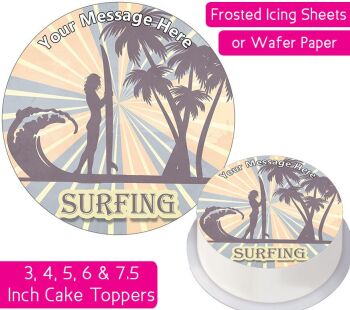 Vintage Surfing Personalised Cake Topper