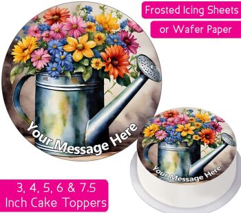 Watering Can Flowers Personalised Cake Topper