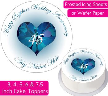 Wedding Anniversary - Sapphire - Personalised Cake Topper