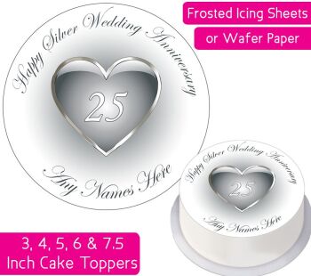 Wedding Anniversary - Silver - Personalised Cake Topper