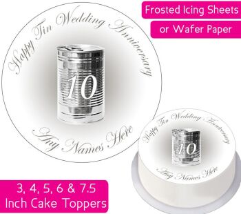 Wedding Anniversary - Tin - Personalised Cake Topper