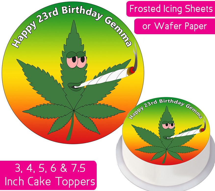 Weed Leaf Personalised Cake Topper