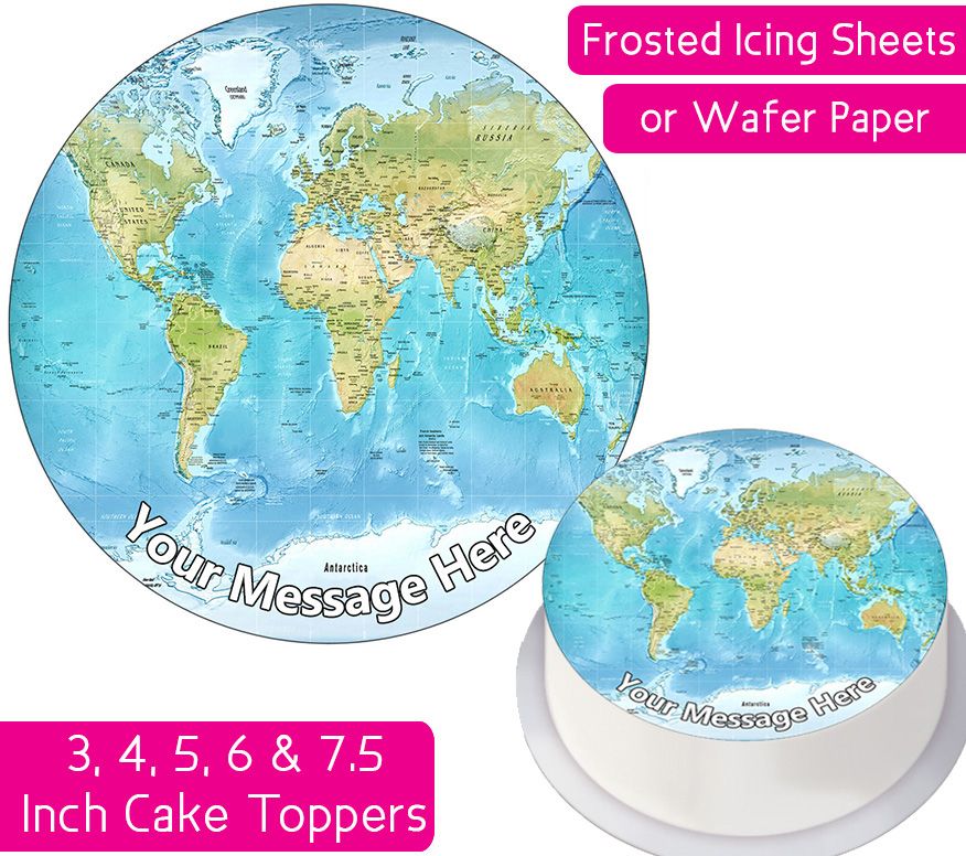 World Map Personalised Cake Topper