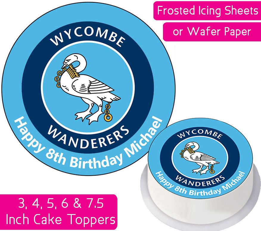 Wycombe Wanderers Football Personalised Cake Topper