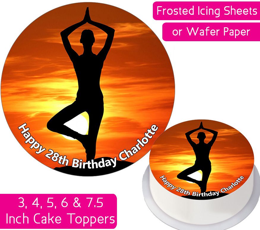 Yoga Sunset Personalised Cake Topper