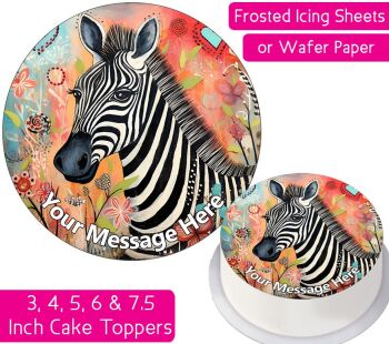 Zebra Cartoon Personalised Cake Topper