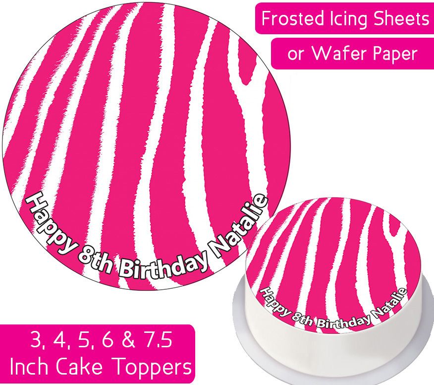 Zebra Print - Pink - Personalised Cake Topper