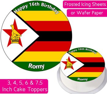 Zimbabwe Flag Personalised Cake Topper