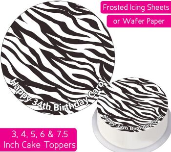 Zebra Print Personalised Cake Topper